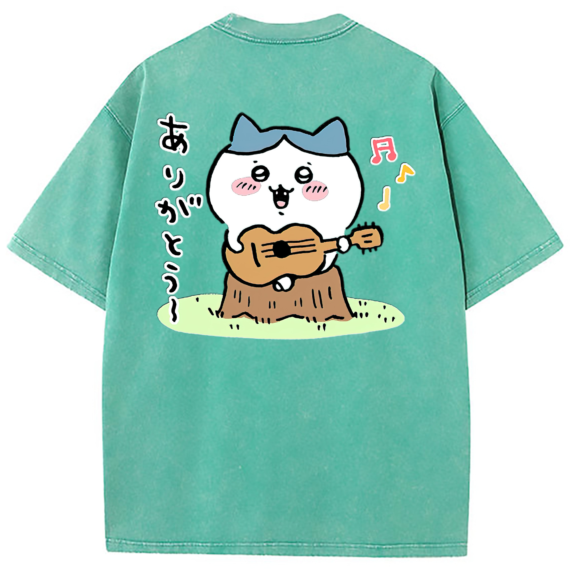 （画像用） ちいかわ ハチワレ Chii-kawa hachiware 綿100% ヴィンテージ風 半袖Tシャツ（背面プリント）